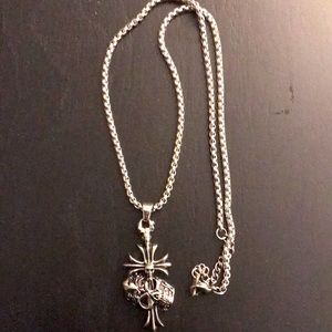 Cross & Skull Charm & Necklace